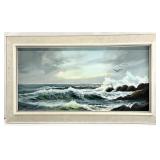 Vintage Signed Original Seascape Oil Painting