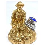 Antique Gold Overlay Cast Iron Sculpture w/