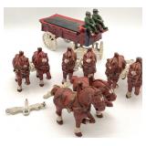 Vintage Cast Iron Stagecoach Horse Drawn Wagon