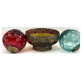 Decorative Colored Glass Dish and Balls