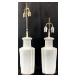 2 Chinese Blanc De Chine Adjustable Height Lamps