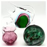 Art Glass Oil Lamp, Fish Figurine & More