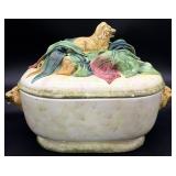 Large Italian Majolica Figural Lion Tureen