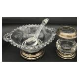 2pc Sterling, Glass Dish & F. Whiting Match Holder
