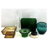 Vintage Colored Glass, Art Glass & Flower Frog