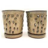 Pair Glazed Ceramic Pottery Planters