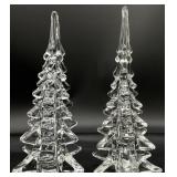 2 Glass Christmas Tree Figures