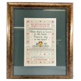 Vintage Needlework Sampler, Framed