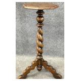 Antique Oak Barley Twist Plant Stand