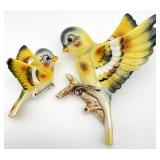 2 Vintage Bird Wall Hanging Plaques