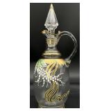 Antique Victorian Blown Glass Enamel Painted Ewer