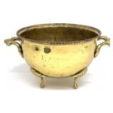 Vintage Footed Brass Handled Cache Pot Planter