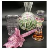 Art Glass Flower Bud Vase, Carafe & More