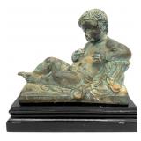 Antique Bronze Putti Sculpture on Base