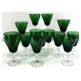 14 Fostoria Colonial Dame Green Water Goblets