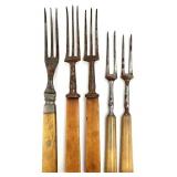 5pc Antique Bone / Celluloid? 2 & 3 Tine Forks