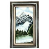 Vintage Original Mountain River Scene Oil Painting