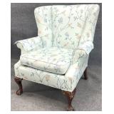 Floral Upholstered Ball in Claw Chair