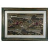 Vintage Fox Hunt Scene Framed Tapestry