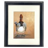 Signed Original Red-Headed Duck Painting