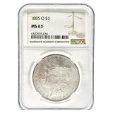 1885-O Morgan Silver Dollar NGC MS-63