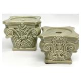 Pair Ceramic Candle Stands