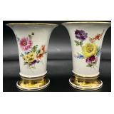 Pair Vintage Dresden Porcelain Vases