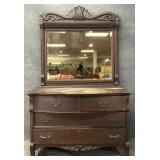 Antique Oak Chest w/ Mirror