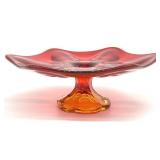 L.E. Smith Amberina Glass Bon Bon Dish