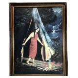 Vintage Native American Woman Painting