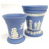 2 Wedgwood Jasperware Flower Vases, Frog & Lid