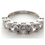 Sterling Silver Clear 7-Stone Ring, Sz 8