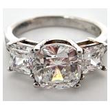 Sterling Silver Clear Stone Ring, Sz 6