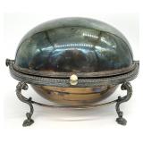 Silver Plated Domed Roll Top Serving Dish