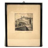 Antique Franz Freidhof Signed German Etching