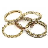 5 Gold Tone Sterling Stacking Rings, Sz 8
