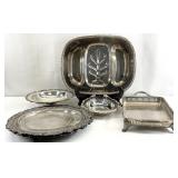 Vintage Silver Plate Serving Dishes, Asst