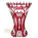 Antique Cranberry Cut To Clear Small Glass Vase
