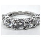 Sterling Silver Clear 7-Stone Ring, Sz 4