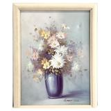 Vintage Signed Floral Still Life Oil Painting