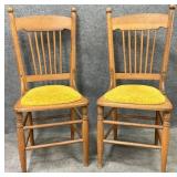 Pair Antique Oak Side Chairs