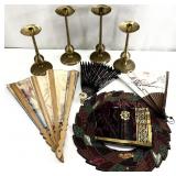 Vintage Decorative Fans, Candlesticks & More