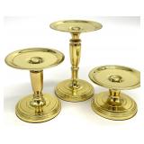 3 Baldwin Brass Pedestal Candle Holders