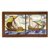 Pair Framed Spanish Hand Painted Tiles