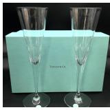 2 Tiffany & Co Crystal Fluted Champagne Glasses