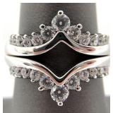 Sterling Silver Clear Stone Enhancer Ring, Sz 7