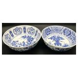 2 Asian Blue & White Porcelain Bowls
