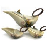 3pc Hull Pottery Parchment & Pine Tea Set
