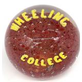 Vintage Wheeling College Art Glass Paperweight