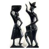 2 African Style Carved Wood Wall Figures